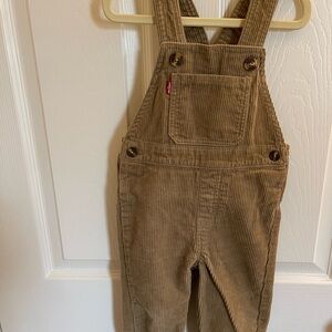 Kids Tan Corduroy Overalls